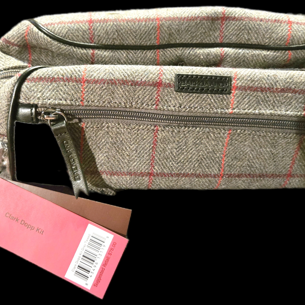 Stylish Gray and Red Checkered Toiletry Bag